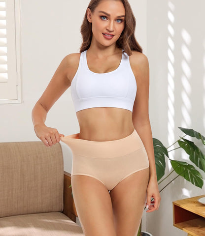 wirarpa Women's High Waisted Cotton Briefs Ladies Underwear Comfortable Panties 5 Pack Beige Large 🍁 All In One Marketplace Canada