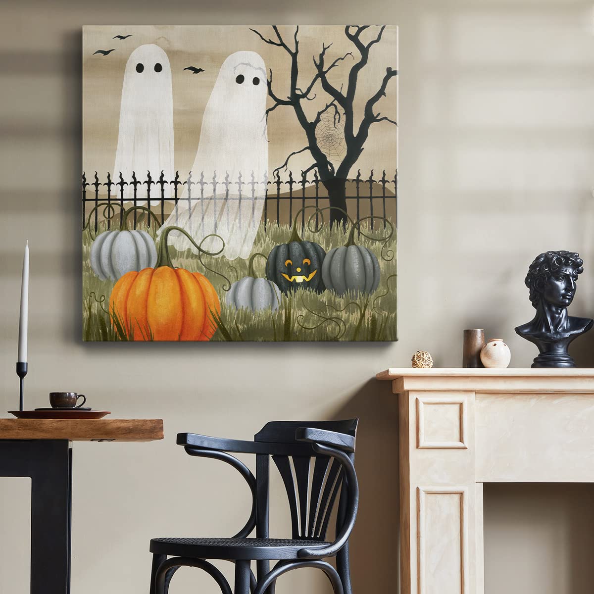Renditions Gallery Modern Canvas Wall Art Pictures for Office Decorations Halloween Hunted Pumpkin Patch Premium Wall Hanging Wooden Artwork for Livingroom Kitchen Paintings - 24"X24" LT508