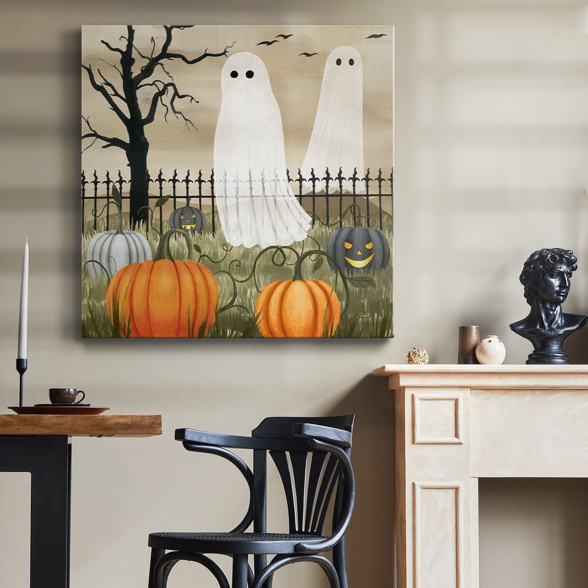 Renditions Gallery Modern Canvas Wall Art Pictures for Office Decorations Halloween Hunted Pumpkin Patch Premium Wall Hanging Wooden Artwork for Livingroom Kitchen Paintings - 16"X16" LT508