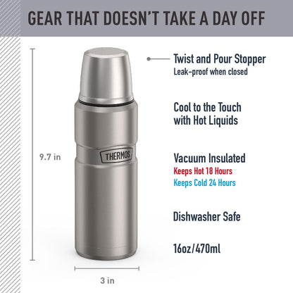 THERMOS Stainless King Beverage Bottle, 16oz, Matte Steel 🍁 All In One Marketplace Canada