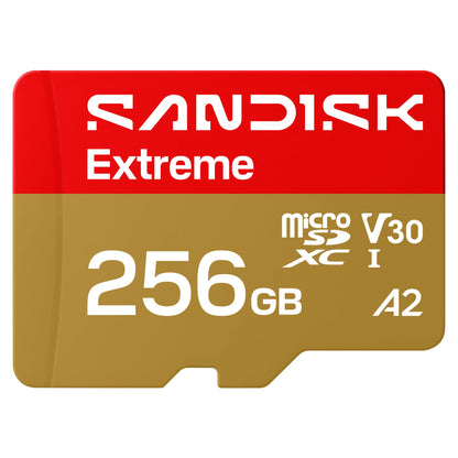 SANDISK 256GB Extreme microSD UHS-I Card - Up to 245MB/s Read Speed and 170MB/s Write Speed, 5.3K Video, 4K UHD Video, high-Performance for Action cams, Drones, Android Devices - SDSQXH9-256G-GZ6MA