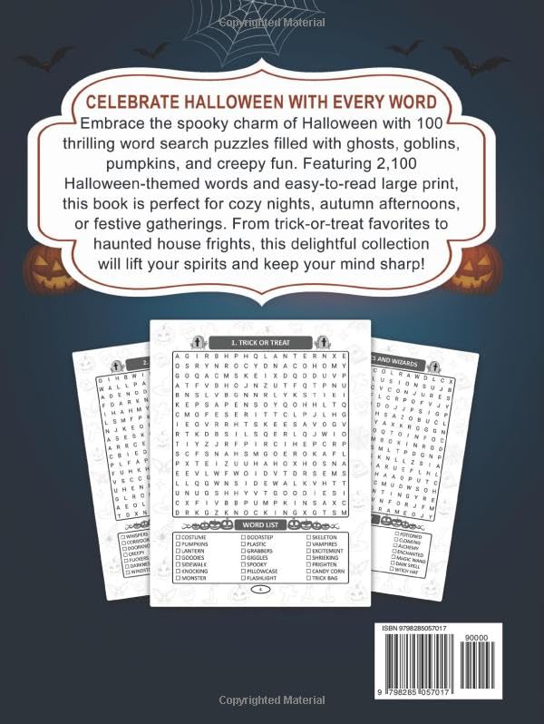 Halloween Word Search: 100 Large Print Puzzles with 2100 Spooky & Fun Words to Celebrate the Magic of Halloween