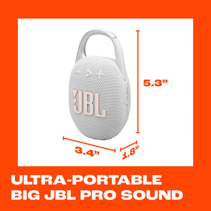 JBL Clip 5 - Ultra-Portable, Waterproof and Dustproof Bluetooth Speaker, Integrated Carabiner, Up to 12 Hours of Play, Made in Part with Recycled Materials (White) 🍁 All In One Marketplace Canada