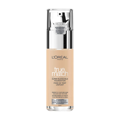 L'Oreal Paris True Match Super-Blendable Foundation, Medium Coverage Liquid Foundation Makeup, Skincare Infused with Hyaluronic Acid, 1.5N, 30 mL 🍁 All In One Marketplace Canada