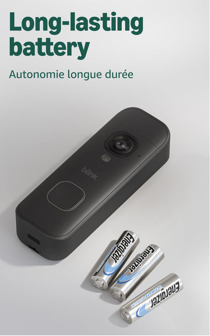 Blink Battery Doorbell 2K+ (newest model) — Wireless video doorbell, 2K video resolution, enhanced audio. Sync Module Core included – System (Black) 🍁 All In One Marketplace Canada