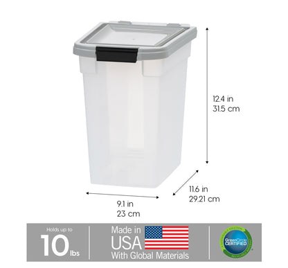 IRIS USA Dog Food Storage Container, Up to 10 lbs, Clear/Gray, Made in USA 🍁 All In One Marketplace Canada