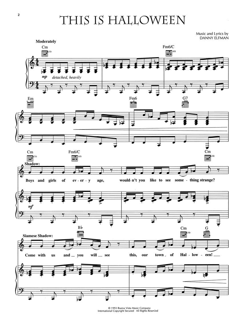 Tim Burton's: The Nightmare Before Christmas | Sheet Music Songbook | Piano Vocal Guitar Arr. for Movie Soundtrack Fans | 11 Iconic Halloween and Christmas Songs | Film Music for Piano and Voice