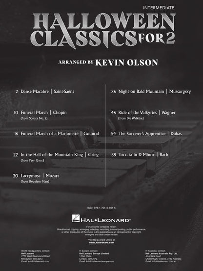 Halloween Classics for Two | Piano Duets Sheet Music for 1 Piano 4 Hands Intermediate Players | Arranged by Kevin Olson | Classical Duet Songbook for Recitals Teaching and Seasonal Performance