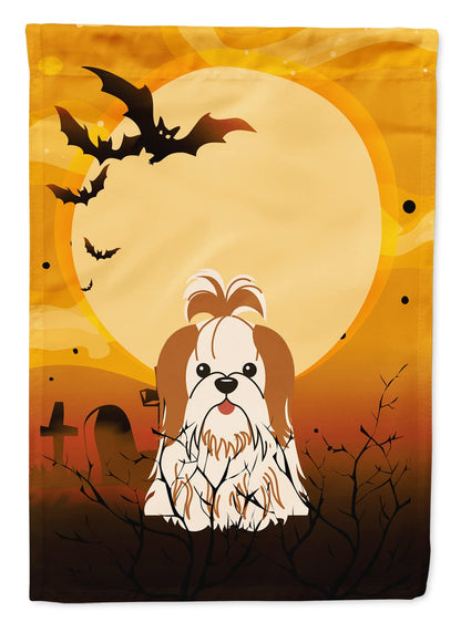 Caroline's Treasures BB4353GF Halloween Shih Tzu Red White Flag Garden Size, Small, Multicolor