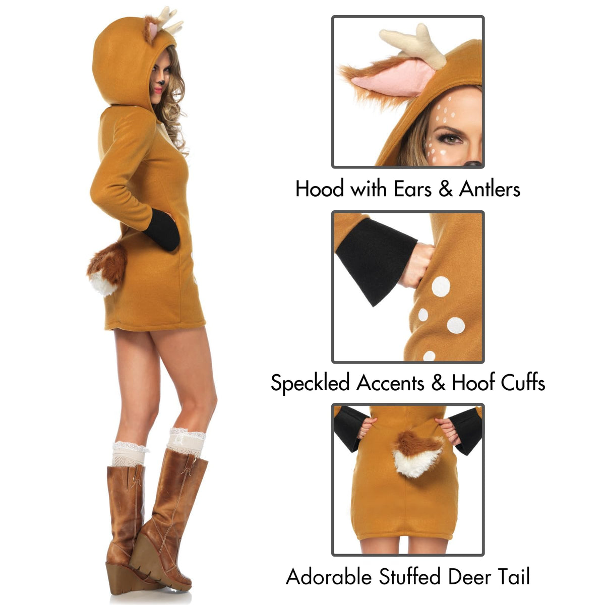 Leg Avenue Women's Hooded Cozy Fawn Halloween Costume, Multi, X-Large