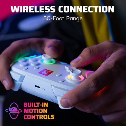 PDP Afterglow Wave Wireless RGB Gaming Controller - Nintendo Switch/Switch Lite/Switch - OLED Model, Nintendo Switch 2, LED Lighting, Rechargeable Battery - White 🍁 All In One Marketplace Canada