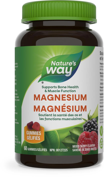 Nature’s Way Magnesium Gummies 100 mg – Supports Muscle Function, Heart & Bone Health – Mixed Berry Flavor, 60 Vegetarian Gummies 🍁 All In One Marketplace Canada