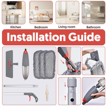 Spray Mop for Floor Cleaning, Domi-patrol Microfiber Floor Mop Dry Wet Mop Spray with 3 Washable Mop Pads & Refillable Bottle, Dust Cleaning Mop for Hardwood Laminate Tile Floors, Gray 🍁 All In One Marketplace Canada