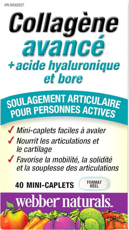 Webber Naturals Advanced Collagen + Hyaluronic Acid & Boron, Helps Reduce Osteoarthritic Joint Pain & Stiffness, 40 Mini Caplets 🍁 All In One Marketplace Canada