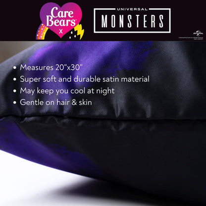 Care Bears x Universal Monsters Halloween Beauty Silky Satin Standard Reversible Pillowcase Cover 20x30 for Hair and Skin, (Officially Licensed Product) by Franco Collectibles