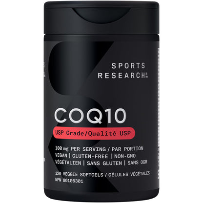 Sports Research® CoQ10 (100mg) Enhanced w/Coconut Oil & Bioperine (Black Pepper) for Better Absorption | Vegan Certified, Non-GMO Verified (120 Veggie Softgels) 🍁 All In One Marketplace Canada