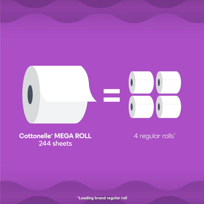 Cottonelle Toilet Paper, 32 Family Mega Rolls = 144 Regular Rolls (8 Packs of 4), Ultra Soft, Soft Bathroom Tissue, 296 Sheets per Roll, Packaging May Vary 🍁 All In One Marketplace Canada