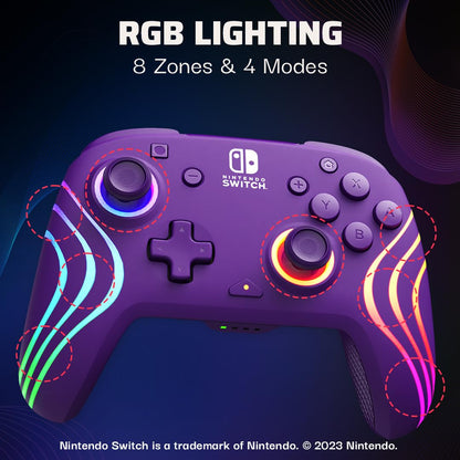 PDP Afterglow Wave Wireless RGB Gaming Controller - Nintendo Switch/Switch Lite/Switch - OLED Model, Nintendo Switch 2, LED Lighting, Rechargeable Battery - Purple 🍁 All In One Marketplace Canada