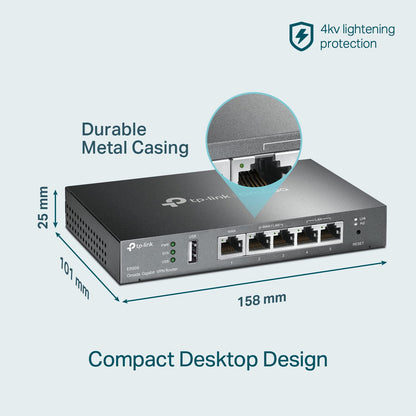 TP-Link Multi-WAN Wired VPN Router (ER605) - Up to 4 Gigabit Ports, SPI Firewall SMB, Omada SDN Integrated, Load Balance, Lightning Protection, Limited Lifetime Protection 🍁 All In One Marketplace Canada
