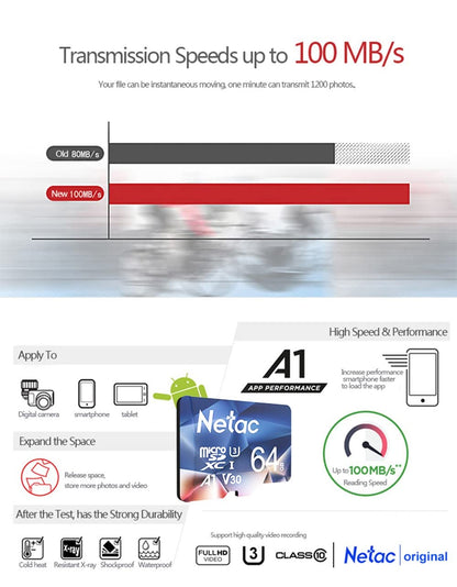 Netac 64GB 2 Pack Micro SD Card Speed up to 100MB/s for Action Cameras, Drones, Smartphones and Tablets, Memory Card SDXC UHS-I C10/U3/V30/A1 EXFAT 🍁 All In One Marketplace Canada