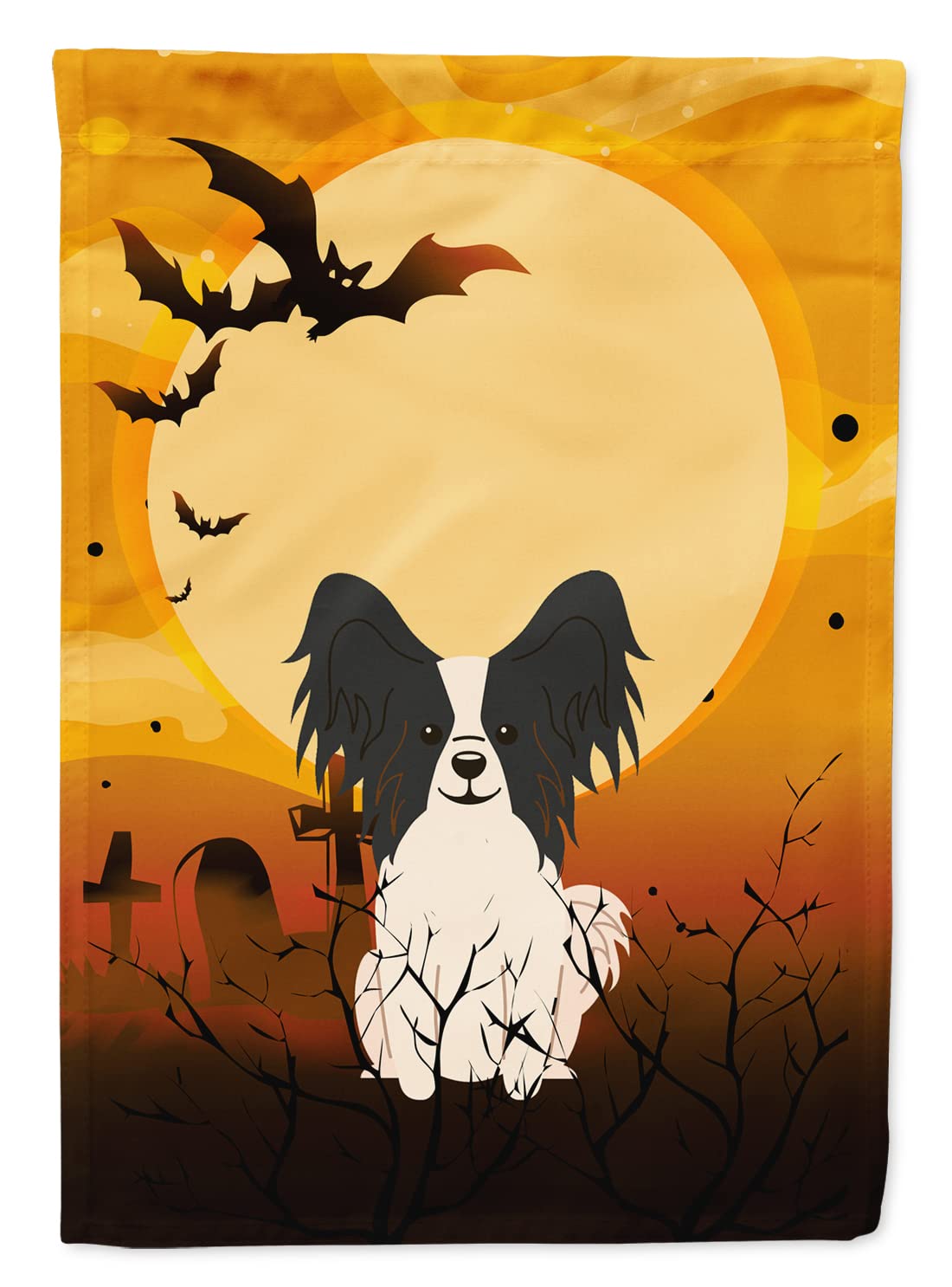 Caroline's Treasures BB4342GF Halloween Papillon Black White Flag Garden Size, Small, Multicolor