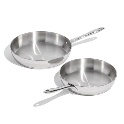 Lagostina Moderna 2 Piece Stainless Steel Pan Set (26cm / 10in and 30cm / 12in), Commercial Capsule Base, Induction Safe Cookware, Dishwasher and Oven Safe up to 400ºF / 204ºF, Silver 🍁 All In One Marketplace Canada
