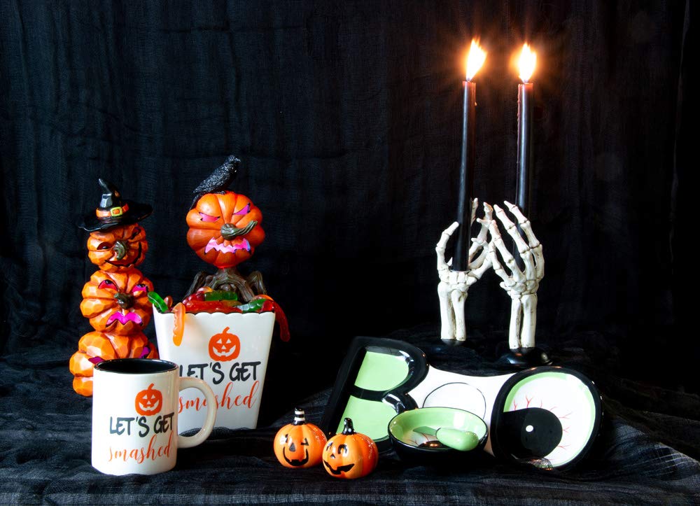 Boston International Halloween Taper Candle Holders, Set of 2-3 x 8-Inches, Skeleton Hands
