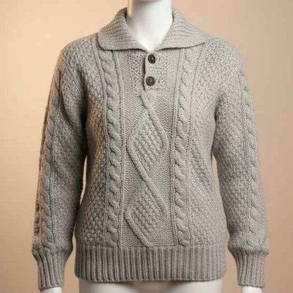 Grey Cayambe Alpaca Cable Knit Sweater