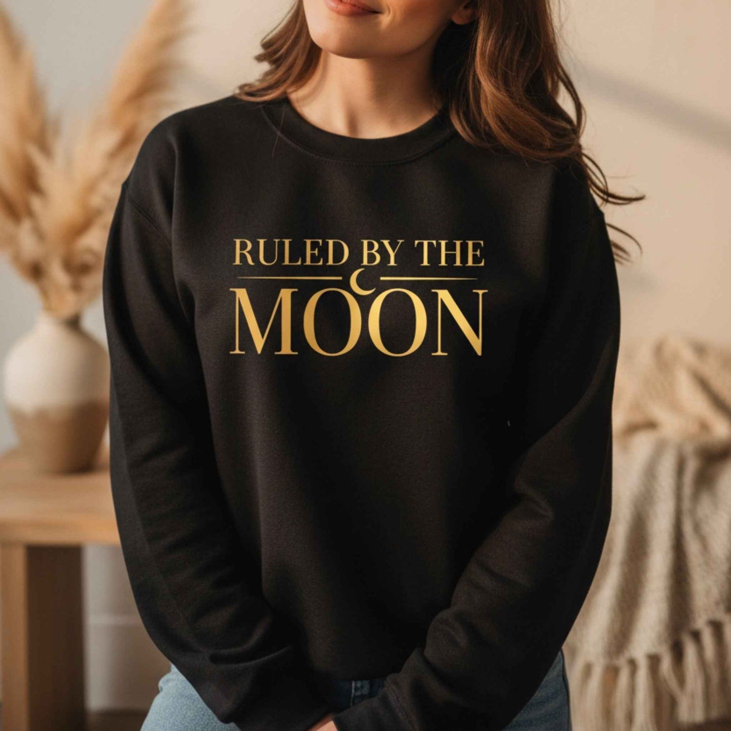 Ruled By The Moon Sweatshirt | Celestial Crewneck for Women | Moon Lover Gift