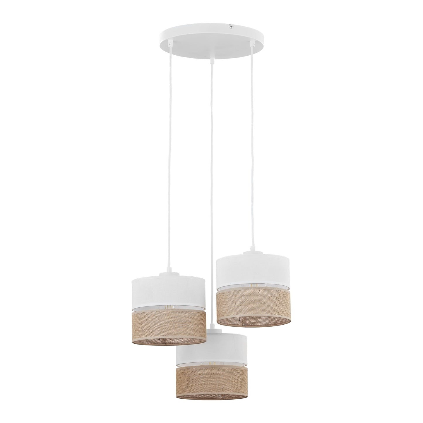 LINOBIANCO 3-Light Cluster Pendant with Linen & Jute Shades for Dining, Kitchen & Living  Room - AURABAGS SHOP