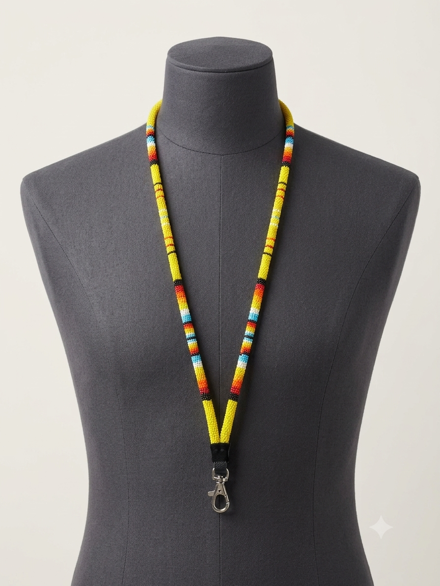 Round Beaded Lanyard(Yellow)