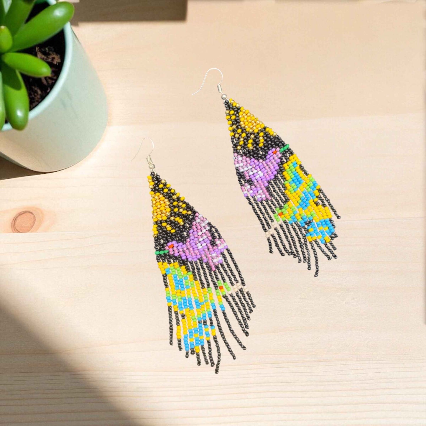 Black Sky Dancer Beaded Earrings