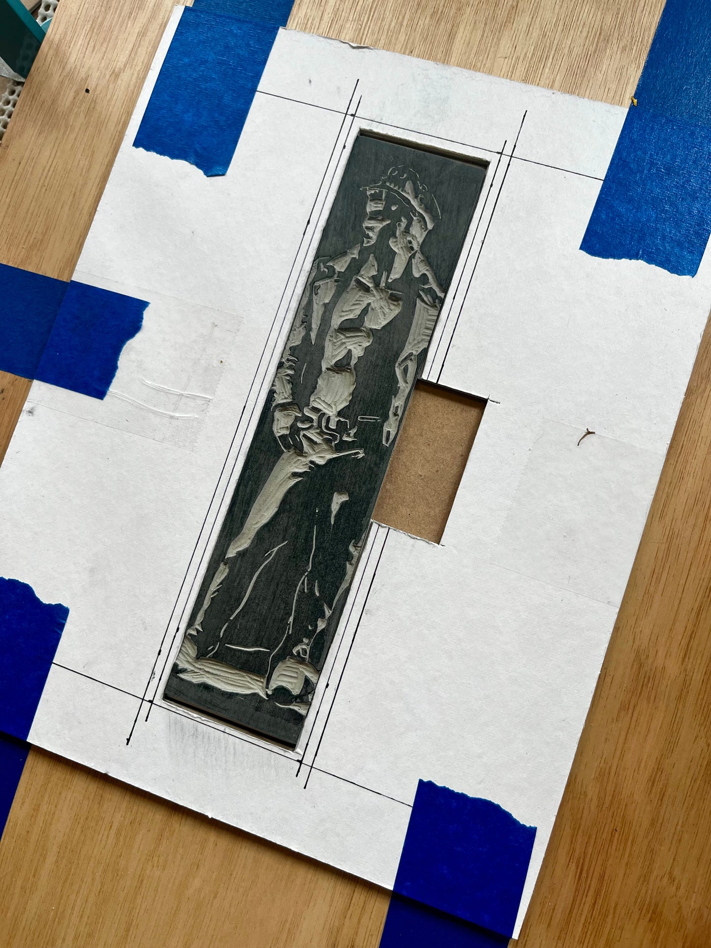 Lesezeichen aus Leder mit David-Motiv | LINOLEUMDRUCK