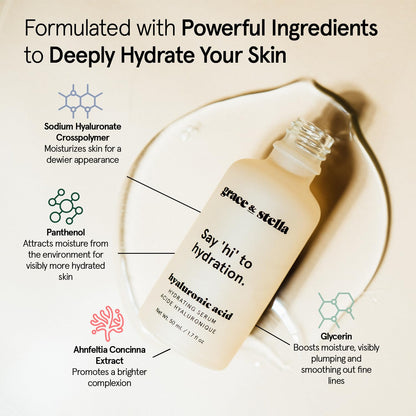 grace & stella Award Winning Hyaluronic Acid Serum for Face (50ml, 2-pack) Hydrating Hyaluronic Acid - Acide Hyaluronique Face - Glass Skin - Anti Aging Serum to Hydrate, Remove Fine Lines, Wrinkles, Skin Texture 🍁 All In One Marketplace Canada