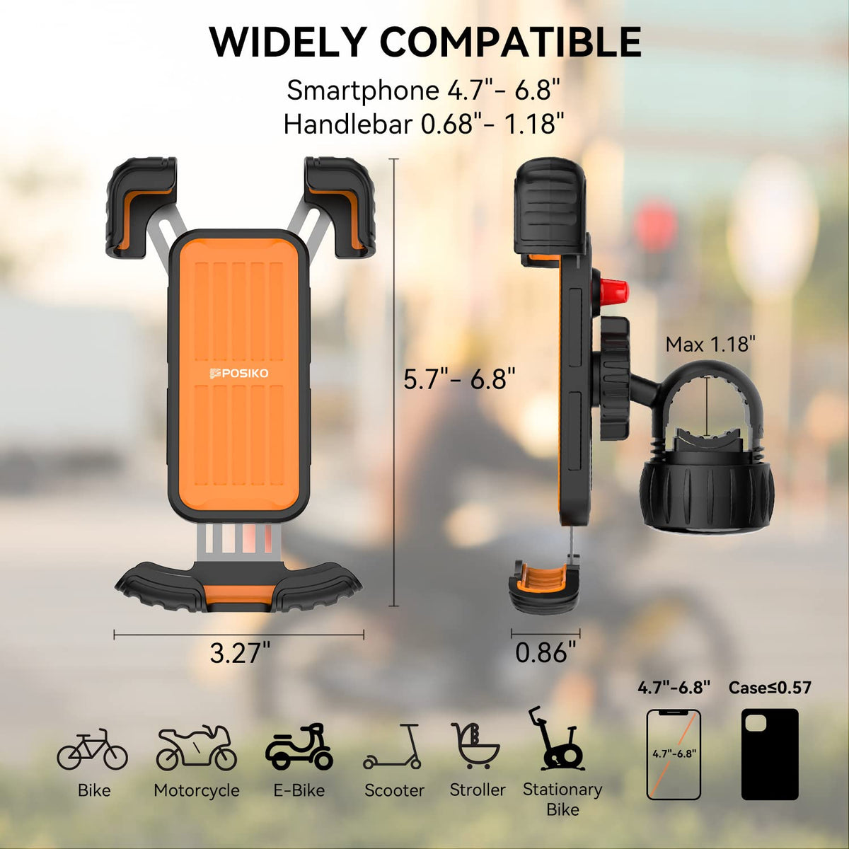 Motorcycle/Bicycle Phone Mount for 4.7-6.8" Phones (Orange) 🍁 All In One Marketplace Canada