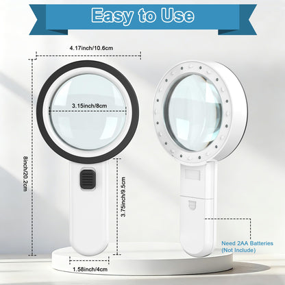 Ultra-Clear Magnifying Glass with Light, Lightweight Handheld Reading Magnifier with 12 LED, Optical Glass Lens for Seniors, Macular Degeneration, Close Work, Coins & Pill Bottle 🍁 All In One Marketplace Canada