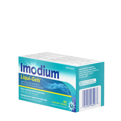 IMODIUM® LIQUI-GELS® - 2mg Loperamide Hydrochloride for Fast Acting Diarrhea Symptom Relief On the Go in Travel Size Softgels for Adults and Children 12+ - 60 Count 🍁 All In One Marketplace Canada