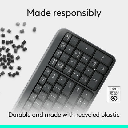 Logitech K250 Bluetooth Keyboard with Numpad, Easy Connectivity, Compact Wireless Keyboard Made with Recycled Plastic, Spill-Resistant, Comfortable Keys - Windows/MacOS - Graphite 🍁 All In One Marketplace Canada