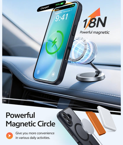 FNTCASE for iPhone 16 Phone Case: Magnetic Translucent Matte [Full Covered Camera Protection] [Screen Protector] Military Grade Shockproof Slim Cover Drop Proof Protective Cases - Black 🍁 All In One Marketplace Canada