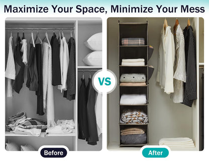 YOUDENOVA Hanging Closet Organizers and Storage, 6-Shelf Closet Hanging Storage Shelves, Grey 🍁 All In One Marketplace Canada