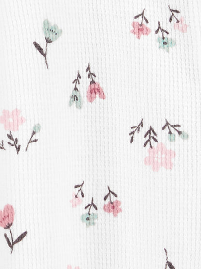 Simple Joys by Carter's Girls' Baby 2-Pack 2-Way Zip Thermal Footed Sleep and Play, Ivory, Floral/Elephants, 3-6 Months 🍁 All In One Marketplace Canada
