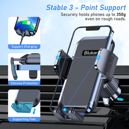 Blukar Phone Holder Car, Air Vent Car Phone Mount with Upgraded Ultra Stable Hook Clip, 360° Rotation, One Button Release Cellphone Holder for iPhone, Google, Galaxy and All Mobile Phones 🍁 All In One Marketplace Canada