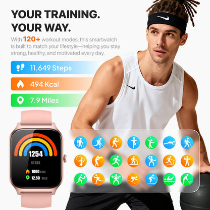 Smart Watch for Women Men - Answer/Make Call, Fitness Tracker Smartwatch for Android iPhone Compatible, Sleep Female Cycle, 120+ Sports Modes Step Counter (Classic, Pink, 1.83) 🍁 All In One Marketplace Canada