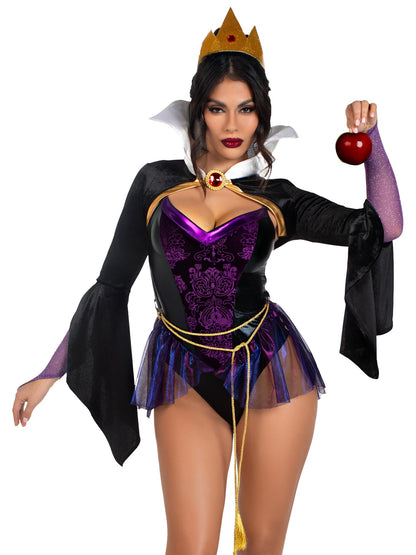 Leg Avenue Womens 4 Pc Poison Apple Queen Halloween Costume for Women, Black/Purple, Small