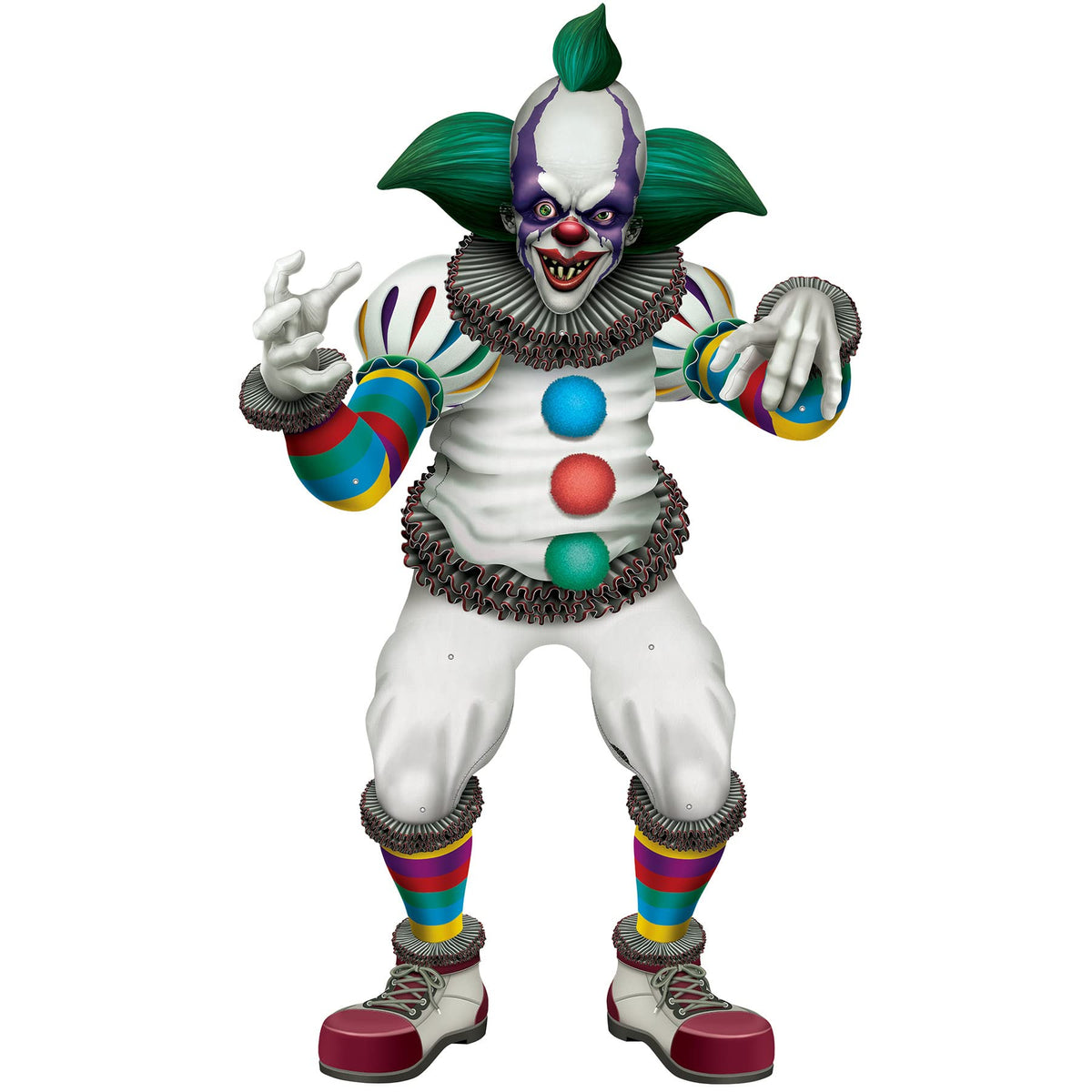 Beistle Cardstock Paper Jointed Creepy Clown Halloween Decorations for Home, Office, or Haunted House Party Supplies