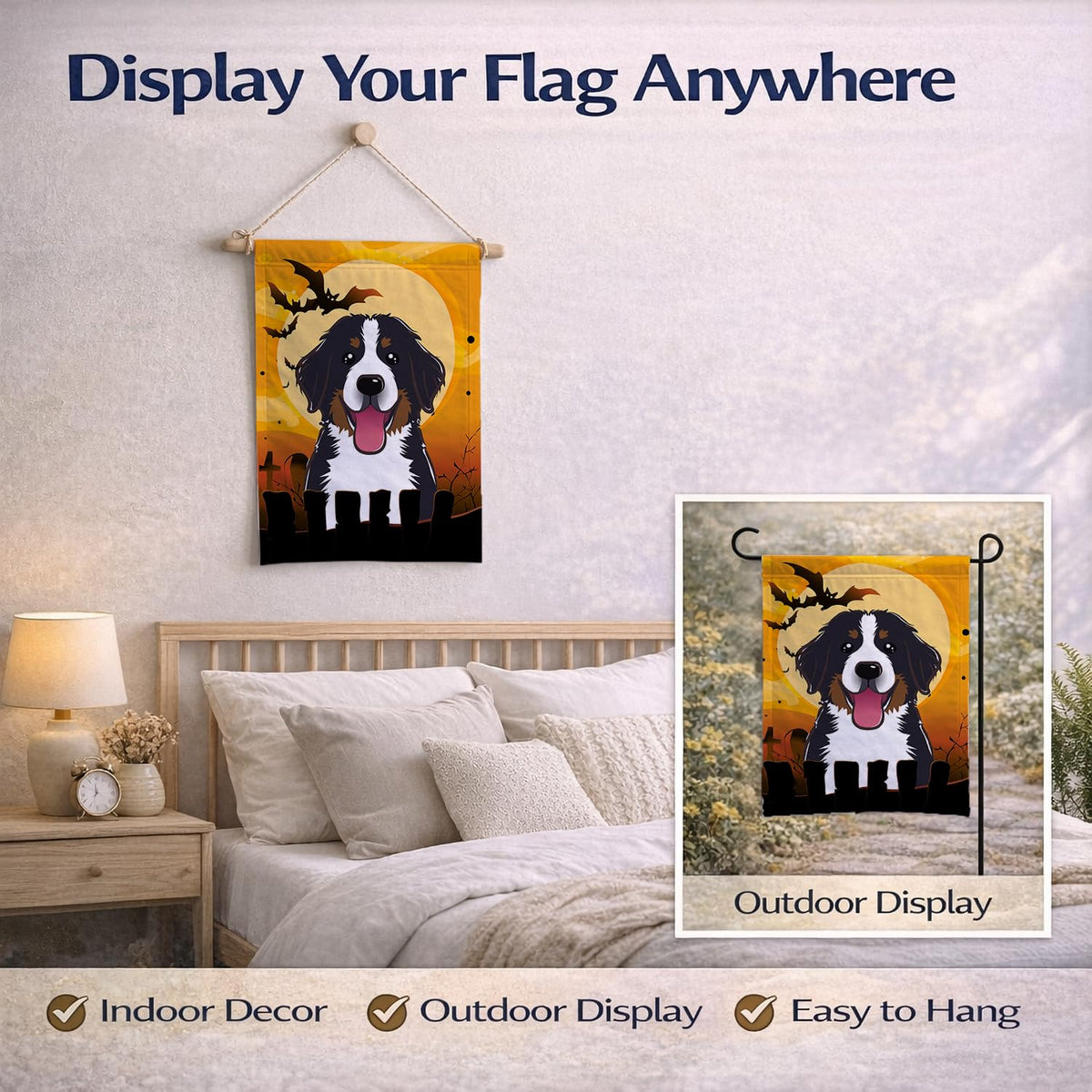 Caroline's Treasures BB1795GF Halloween Bernese Mountain Dog Flag Garden Size, Small, Multicolor