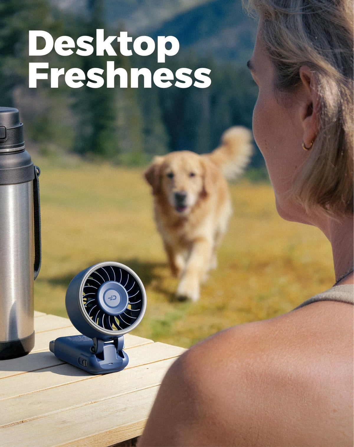 Diveblues Portable Hand Fan - Mini USB Rechargeable Handheld Fan Up to 12 Hours Cooling, 1-100 Speed Personal Fan with Turbo Airflow, 180° Foldable Desk Fan for Office & Bedroom & Travel & Commuting 🍁 All In One Marketplace Canada