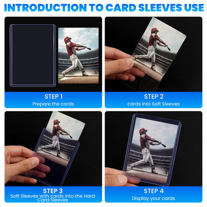 ZENOWICK 200 Packs Card Sleeves Hard, Top Loaders for Cards 3" x 4" Card Protectors Plastic, Card Top Loaders Fit for Hockey, Baseball, Football Cards (100 Hard + 100 Soft Sleeves) 🍁 All In One Marketplace Canada