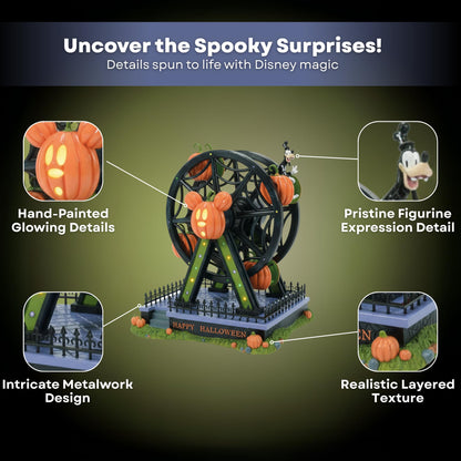Department 56 Disney Village Accessories Halloween Goofy Gawrsh Darn Fun Ferris Wheel Lit Animated Figurine, 12.9 Inch, Multicolor