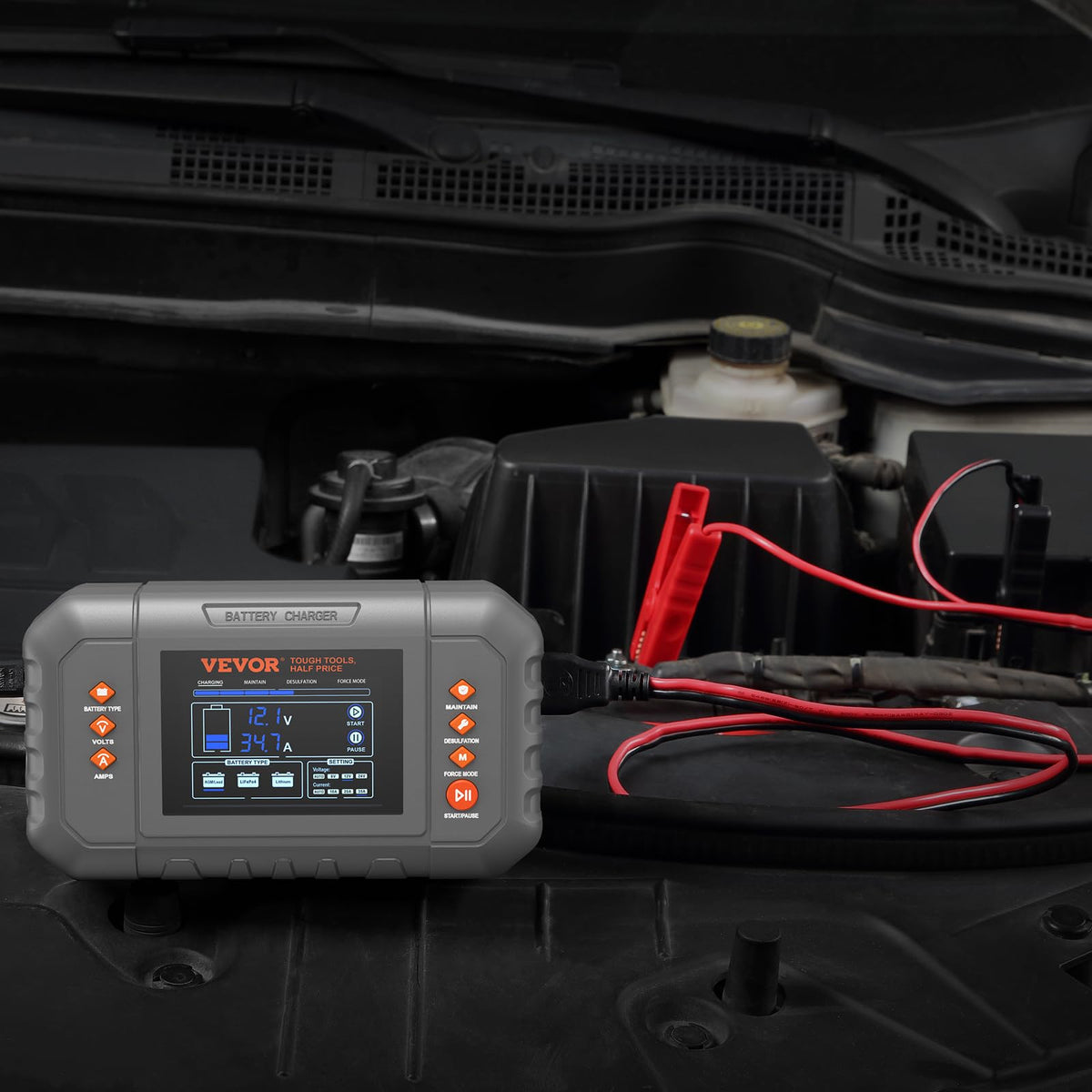 VEVOR Smart Battery Charger, 35-Amp, Lithium LiFePO4 Lead-Acid (AGM/Gel/SLA) Car Battery Charger with LCD Display, Trickle Charger Maintainer Desulfator for Boat Motorcycle Lawn Mower Deep Cycle 🍁 All In One Marketplace Canada
